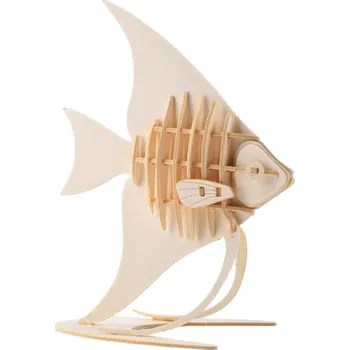 Dřevěná hračka Dřevěné 3D puzzle Andělská ryba 63x38x81 mm DIY zvířecí model Dekorace z překližky pro děti i dospělé Kreativní ruční skládání dárek