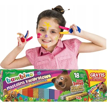 Modelovací hmota Čtvercová modelína Bambino 18 barev + 2 třpytivé