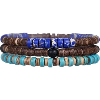 Náramek Coconut wood tyrkysový náramek ručně vyráběný | dřevěný náramek, korálkový náramek - ZJ13078