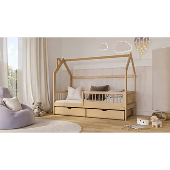 Dětská postel Dětská postel se zábranou OSCAR domeček 80x160 BOROVICE POSTÝLKA 160x80
