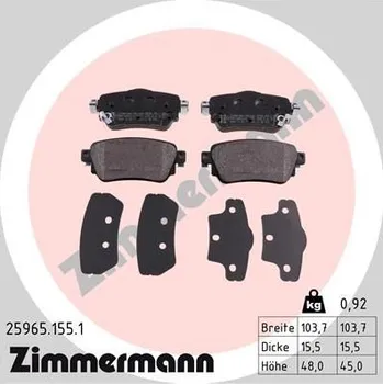 Brzdová destička Sada brzdových destiček, kotoučová brzda ZIMMERMANN 25965.155.1