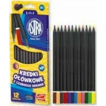 Pastelka ČERNÉ pastelky 12 BAREV + temperová sada ASTRA dřevěné PASTELKY