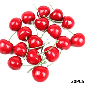 Party dekorace Umělé třešně pro narozeninovou výzdobu | dekorace, ozdoby 30 ks - Červený