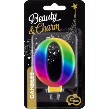 Dortová svíčka Duhová NAROZENINOVÁ SVÍČKA na dort číslice 0 BAREVNÁ 8 cm GoDan STABILNÍ