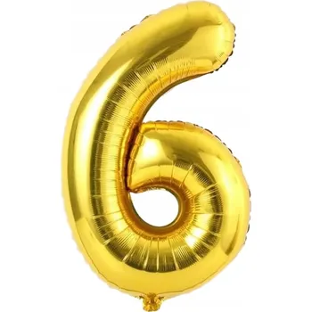 Balónek VELKÝ FÓLIOVÝ BALÓNEK K VÝROČÍ NAROZENIN OSLAVĚ ČÍSLICE 6 ZLATÝ 40 cm