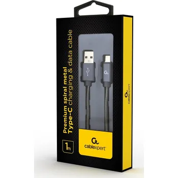 Datový kabel USB-C kabel Gembird CC-USB2S-AMCM-1M-BG, šedý, 1 m