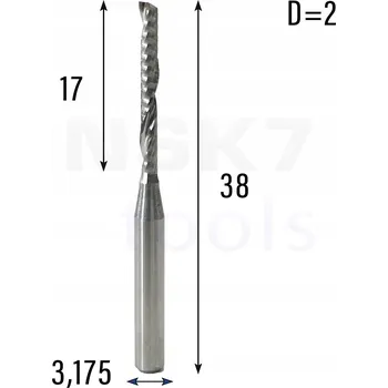 Vrták Univerzální fréza jednobřitá 1B | fi 2 x 17 x 38 | VHM CNC | Leštěná