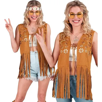 Karnevalový kostým Hippies dámská vesta - XXL