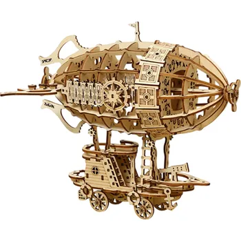 Dřevěná hračka Vzducholoď Dřevěné 3D puzzle 18,5 x 12,8 x 16,5 cm DIY model stavebnice Ruční skládání Dekorace Hračka pro teenagery dospělé Bez lepidla
