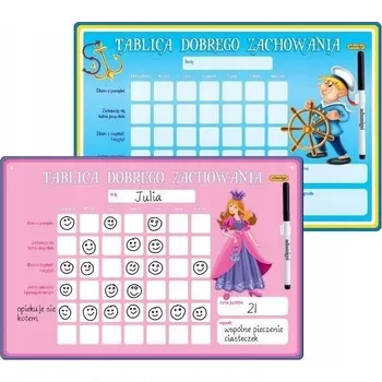 Obraz Desková hra Tabulka dobrého chování, systém odměn a trestů pro děti, tabule na suché mazání s přiloženým fixem, dvě barevné varianty Adamigo