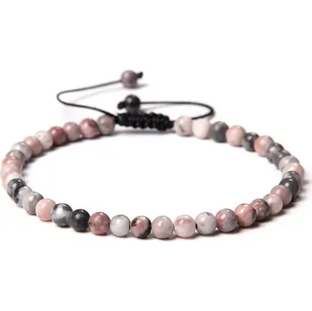 Náramek Korálkový minerální náramek ručně pletený | náramek, šperk - Růžová zebra