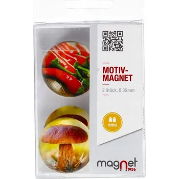Dekorativní magnet KUCHYŇSKÉ MAGNETY na LEDNIČKU Paprika/Houba kapsle 3,5 cm 2 kusy MAGNET