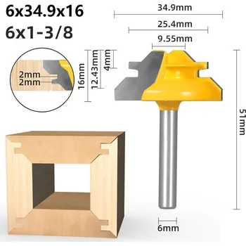 Příslušenství k frézce Fréza na 45° spoje do dřeva | pracovní nástroj - 6x34,9x16
