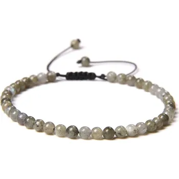 Náramek Korálkový minerální náramek ručně pletený | náramek, šperk - labradorit
