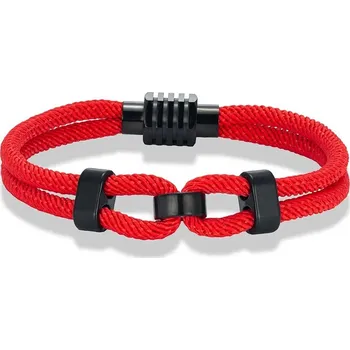Náramek Pletený pánský náramek s magnetem | pánský náramek, módní doplněk - Červený , 21cm