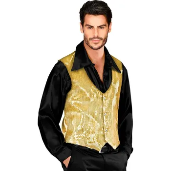 Karnevalový kostým Pánská zlatá vesta s flitrama - XL