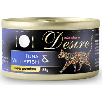 Krmivo pro kočku MIAU MIAU DESIRE krmivo pro kočky 51% TUŇÁK A BÍLÁ RYBA v želé 85g