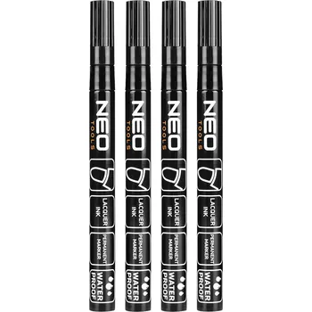 NEO TOOLS Stavební popisovač, černý, permanentní, voděodolný, lak, hliník, 4 ks 13-852