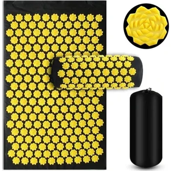 Masáž Akupresurní podložka s polštářem 68x42 cm Aplikátor Kuznetsov Sensi Masážní jehly Relaxace při józe Pilates Fitness Masáž nohou žlutá