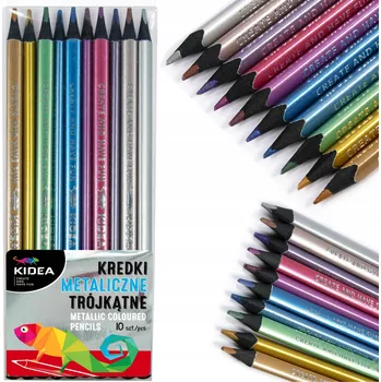 Pastelka Kidea Pastelky trojúhelníkové metalické 10 barev