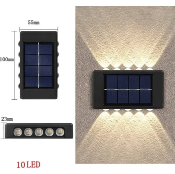 Venkovní osvětlení Solární nástěnné světlo s 10 LED diodami | venkovní osvětlení - teplá bílá , 10 hlavic 2 ks