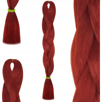 Příčesek Syntetické vlasy Henlon na copánky, rovné, sytě červená 60 cm #2352