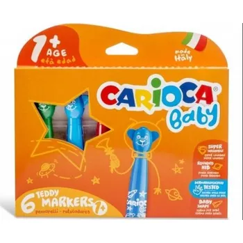 SILNÉ FIXY Misiaki 6 BAREV sada pro DĚTI 12m+ CARIOCA fixy