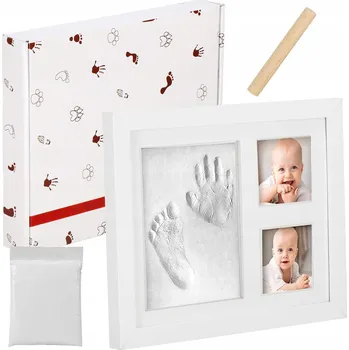 Rám na obraz Rámeček s jílem na otisk rukojeti a chodidla Springos, bílý, pro 2 fotografie