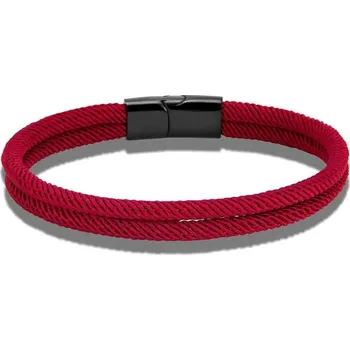 Náramek Pletený námořnický náramek s magnetem | náramek, doplněk - Víno , 21 cm