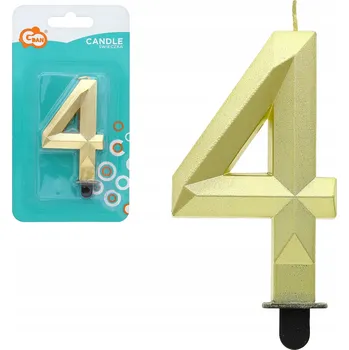 Dortová svíčka Zlatá narozeninová svíčka číslice 4 Diamant na dort 7,6 cm GoDan EFEKTNÍ