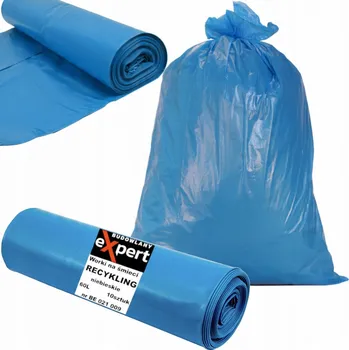 Pytle na odpadky Sáčky na TŘÍDĚNÍ odpadu LDPE do koše PAPIER MODRÉ 60L 10 Ks