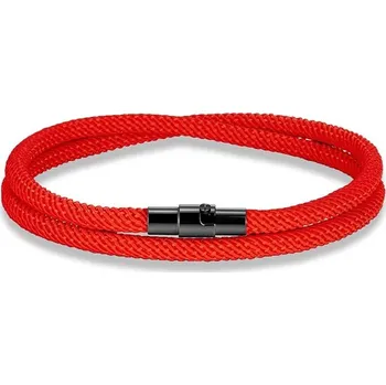 Náramek Minimalistický provázkový náramek pro páry | párový náramek, provázkový náramek - Šťastná červená , 23 cm