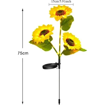 Zahradní dekorace Solární girlanda ve tvaru slunečnice | zahradní světlo - Tři hlavy , 4 ks