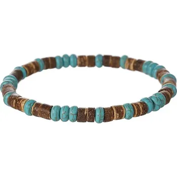 Náramek Coconut wood tyrkysový náramek ručně vyráběný | dřevěný náramek, korálkový náramek - ZJ11942