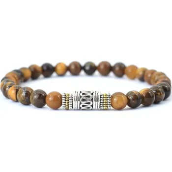 Náramek Přírodní korálkový náramek štěstí | náramek, šperk na ruku - Kámen tygřích očí