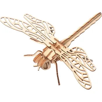 Dřevěná hračka Dřevěné 3D puzzle Vážka DIY model zvířete Ručně sestavitelná dekorace z přírodního materiálu Dárek pro děti dospělé i teenagery k montáži