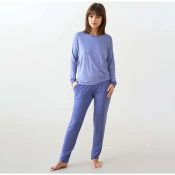 Dámské noční prádlo DÁMSKÉ PYŽAMO - SILKEL: Modrá Nebeská M