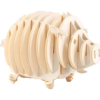 Dřevěná hračka Dřevěné 3D puzzle Prase DIY model zvířete 60x37x38 mm Ruční montáž bez lepidla Vzdělávací stavebnice Dekorace Dárek pro děti i dospělé