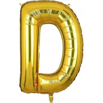 Balónek VELKÝ FÓLIOVÝ BALÓNEK K VÝROČÍ NAROZENIN PÁRTY PÍSMENO D ZLATÝ 40 cm