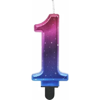 Dortová svíčka SVÍČKA na narozeninový ROČEK na dort ČÍSLICE 1 metalická BAREVNÁ ombre