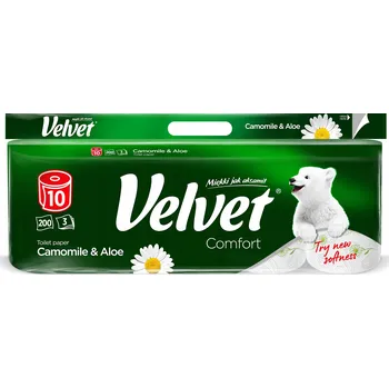 Toaletní papír Toaletní papír Velvet Comfort heřmánek & aloe 3vrstvý, 10 rolí