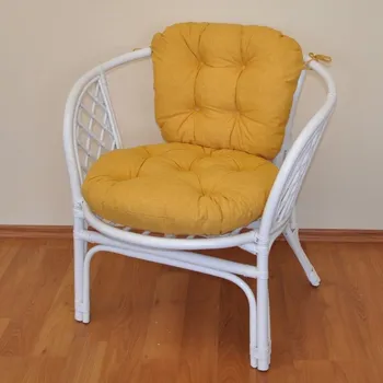 Ratanové křeslo Bahama bílé polstr žlutý melír