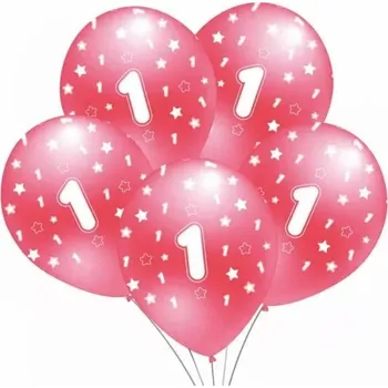 Balónek Balónek s potiskem 1 růžový SUPER NA DĚTSKOU OSLAVU Narozeniny Párty