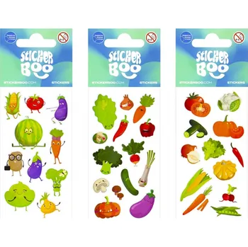 samolepka BAREVNÉ ozdobné samolepky 7x18 cm ZELENINA/OVOCE samolepící STICKER BOO