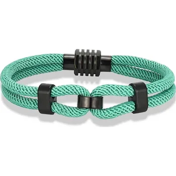 Náramek Pletený pánský náramek s magnetem | pánský náramek, módní doplněk - Mátově zelená , 19cm