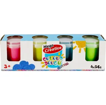 Modelovací hmota Sada třpytivých MODELOVACÍ HMOTA , 4 barvy v tubě MEGA CREATIVE modelína