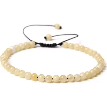 Náramek Korálkový minerální náramek ručně pletený | náramek, šperk - Žlutý kámen