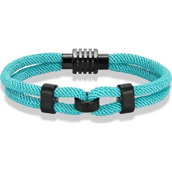 Náramek Pletený pánský náramek s magnetem | pánský náramek, módní doplněk - nebesky modrá , 17CM