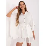 Bílý letní komplet s kimonovou košilí a kraťasy -LK-KMPL-510072.68-white Velikost: S/M