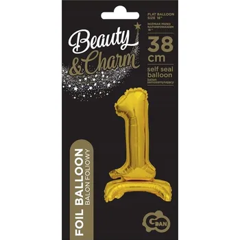 Balónek ZLATÝ FÓLIOVÝ BALÓN k NAROZENINÁM Číslice STOJÍCÍ 1 ZLATÁ 38 cm GODAN balónky